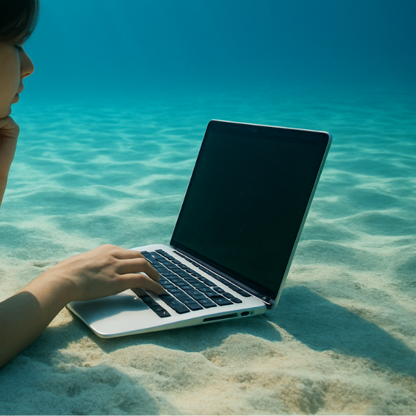 パソコンをタイピングしている写真